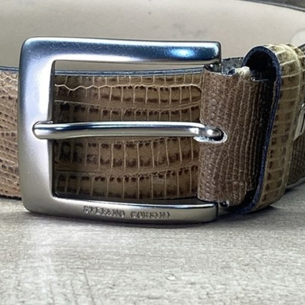 Giorgio Armani Tan Lizard-Embossed Leather Belt - Picture 8 of 10